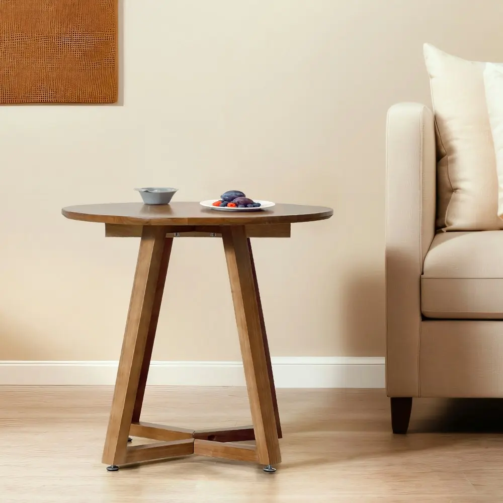 Furb 60CM Coffee Table Wooden Round End Table Side Table w/ Adjustable Foot Pads