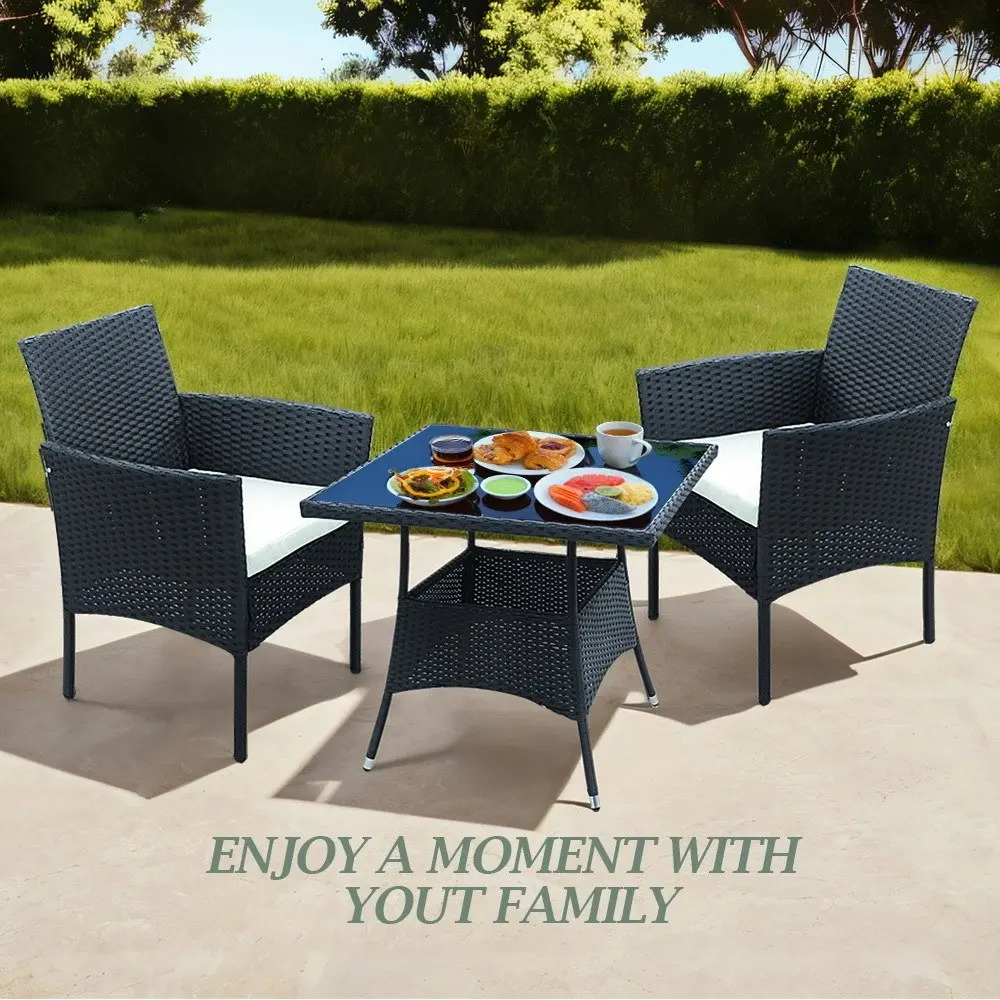 Groverdi 5 PCS Outdoor Dining Set Wicker Patio Dining Chair Table Cushion Black