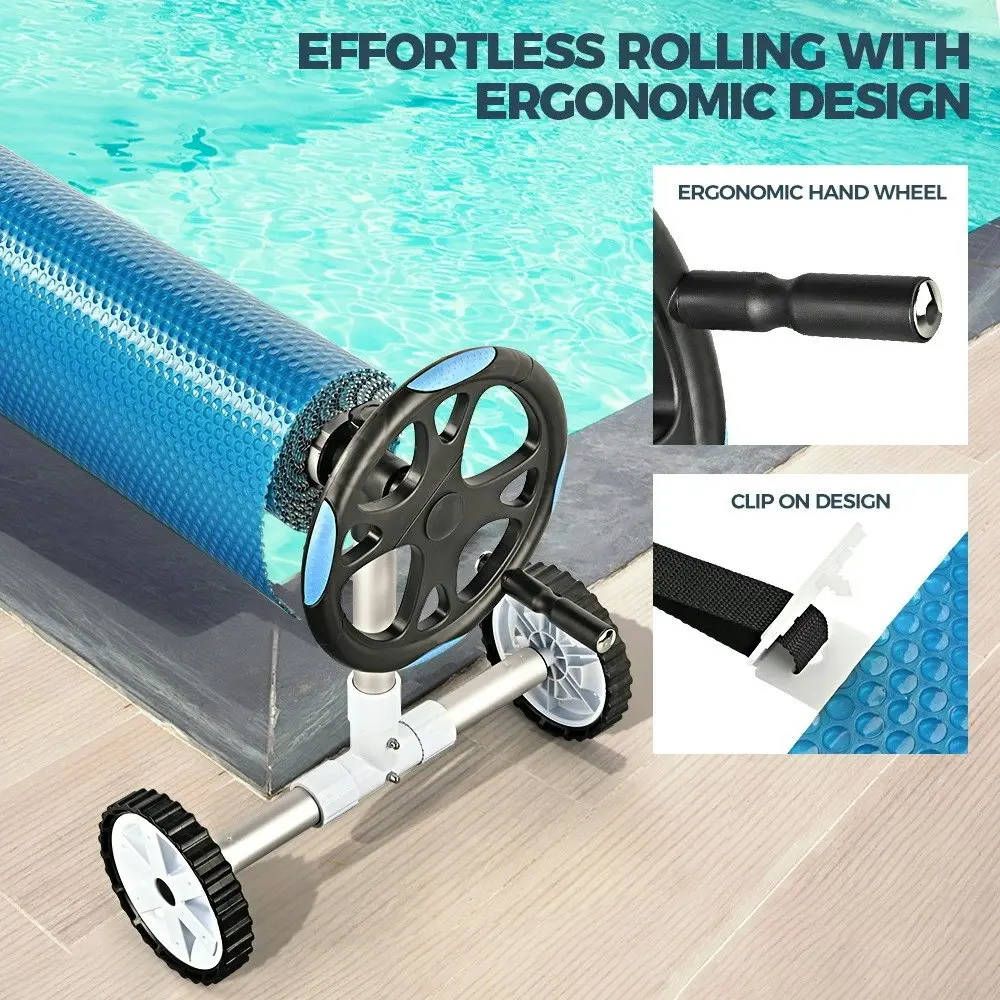 Groverdi Pool Cover Roller Adjustable 4.5M Solar Cover Reel Swimming  Blue