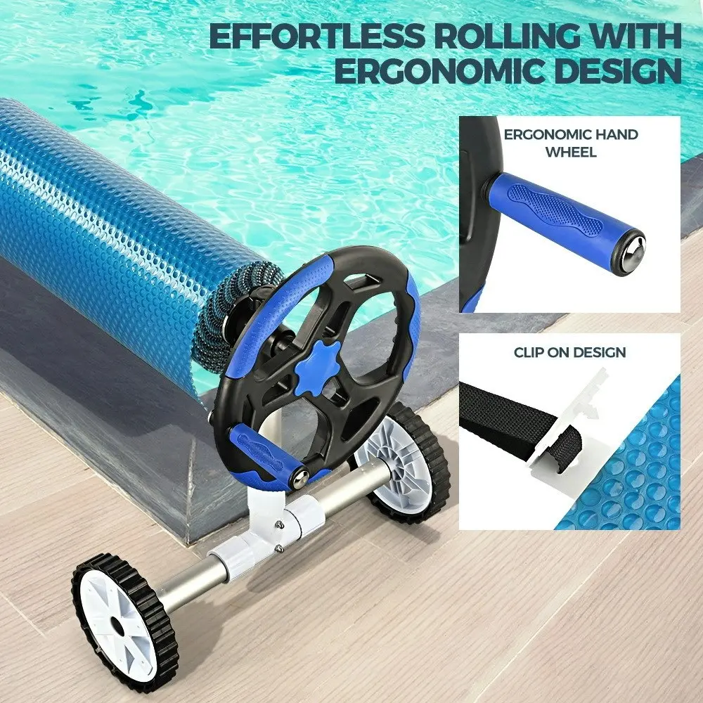 Groverdi Pool Cover Roller Adjustable 6M Solar Cover Reel Swimming  Blue