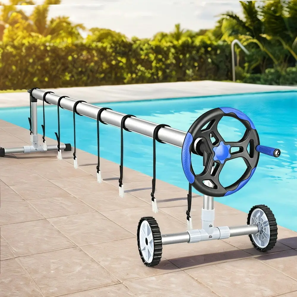 Groverdi Pool Cover Roller Adjustable 6M Solar Cover Reel Swimming  Blue