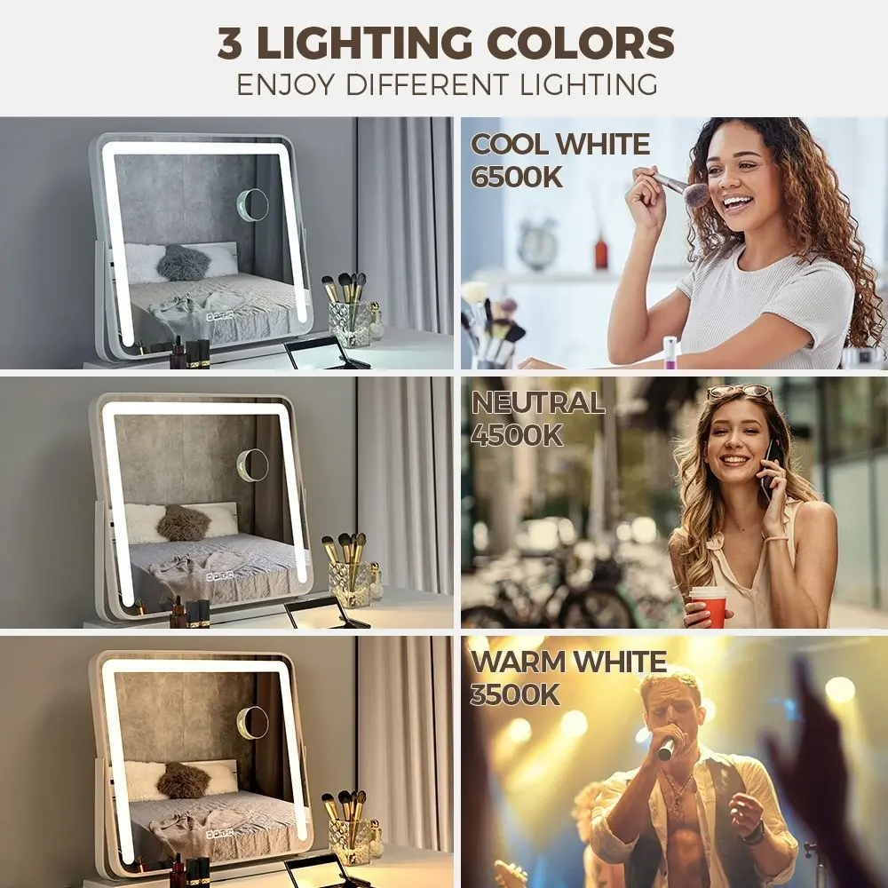 Simplus Bluetooth LED Hollywood Mirror Makeup Vanity Mirrors with Lights 60X52CM