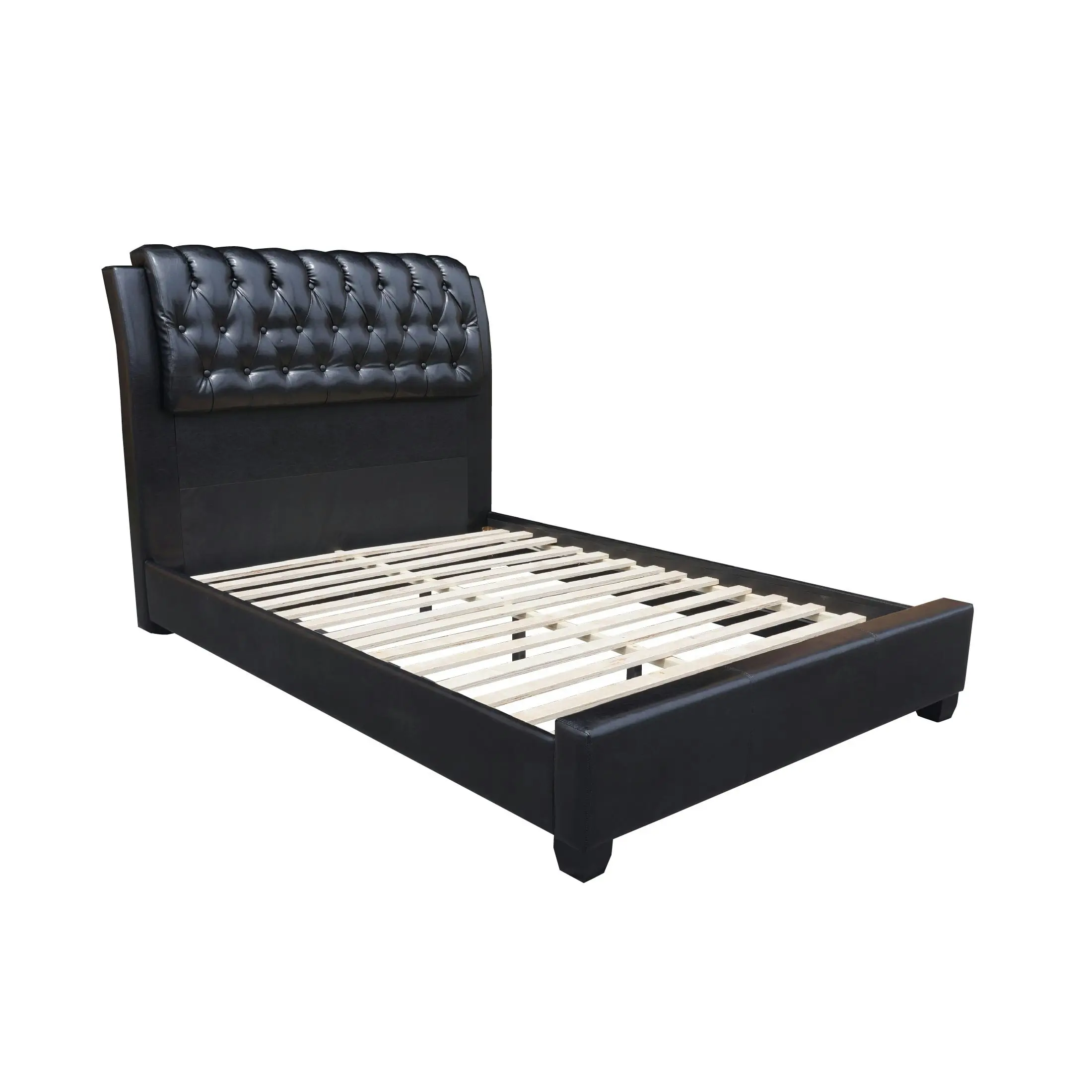 Thomson Double Bed PU Bed Frame with Timber Slats