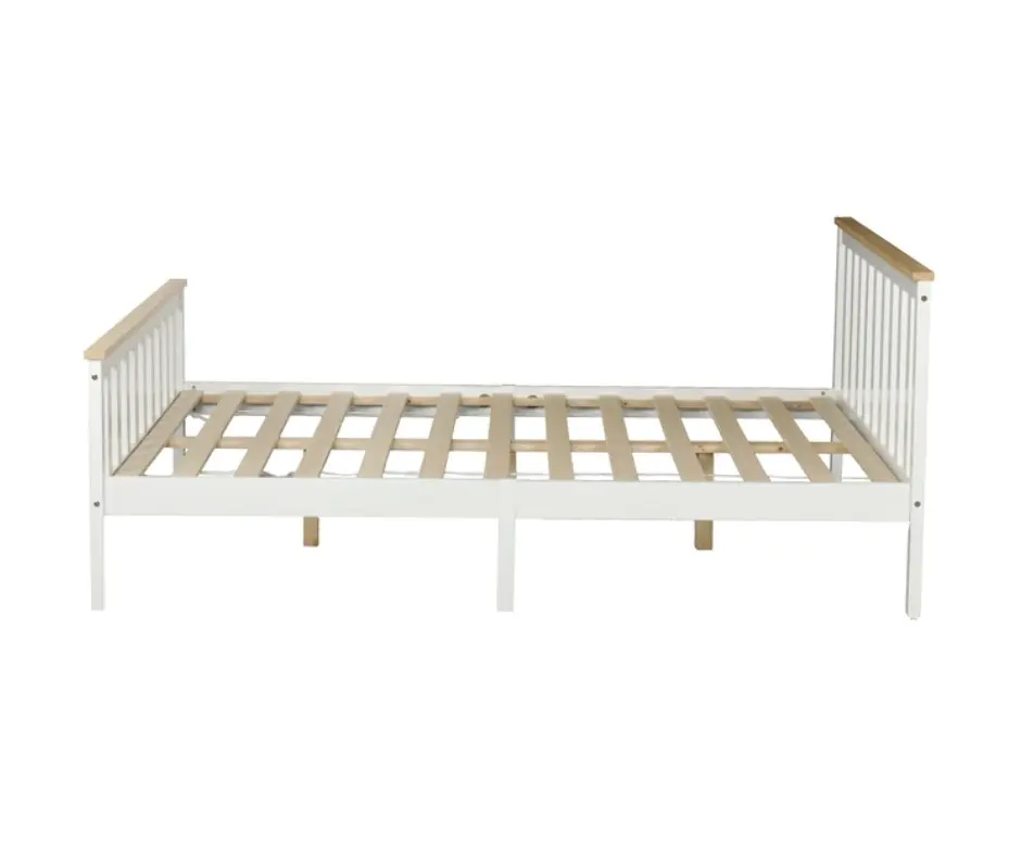 Glebe Pine Wood Double Bed - White with Nature Cap