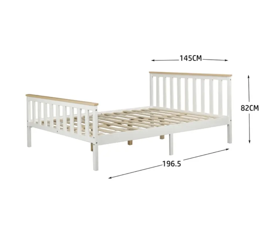 Glebe Pine Wood Double Bed - White with Nature Cap