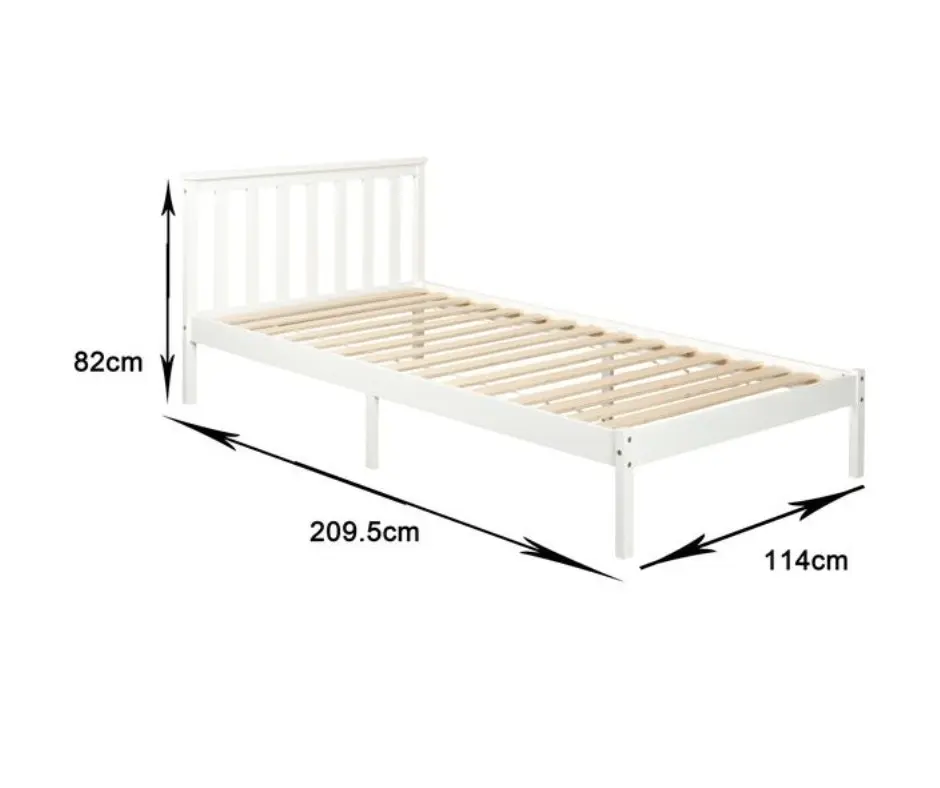 Glebe Pine Wood King Single Bed - White