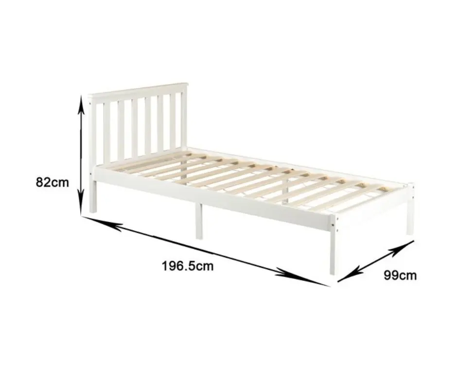 Glebe Pine Wood Single Bed - White