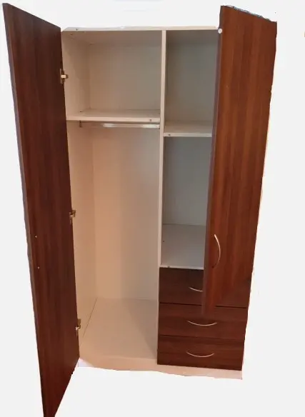 Zetland Wardrobe 2 Door 3 Drawer - Walnut