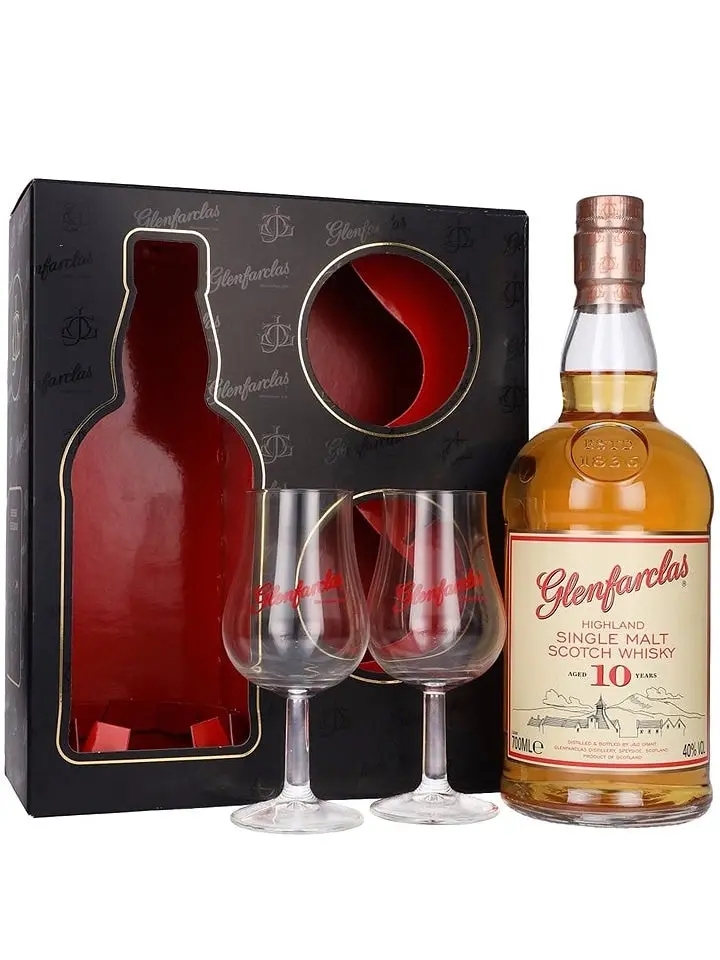 Glenfarclas 10 Year Old + 2 Glasses Gift Pack Single Malt Scotch Whisky 700ml