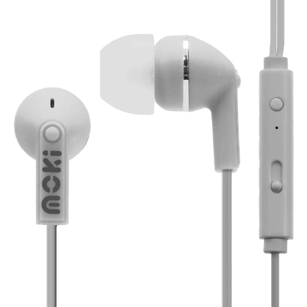 2x Moki Noise Isolation In-Ear Earphones 3.5mm Headset/Mic/Volume Control White