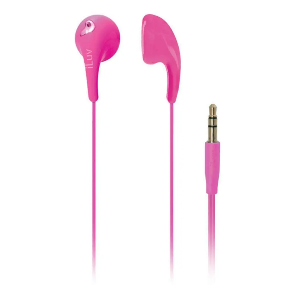 2PK ILuv Pink Bubble Gum 2 Earphones Headphones In-Ear for iPhone Android iPod