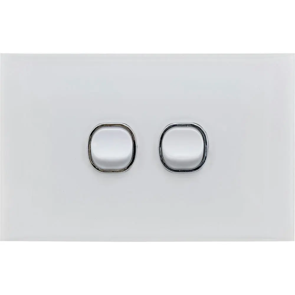 2PK Doss ASW1 115mm Acrylic Wall Plate 2 Gang Light Power Switch 2 Way On/Off WH