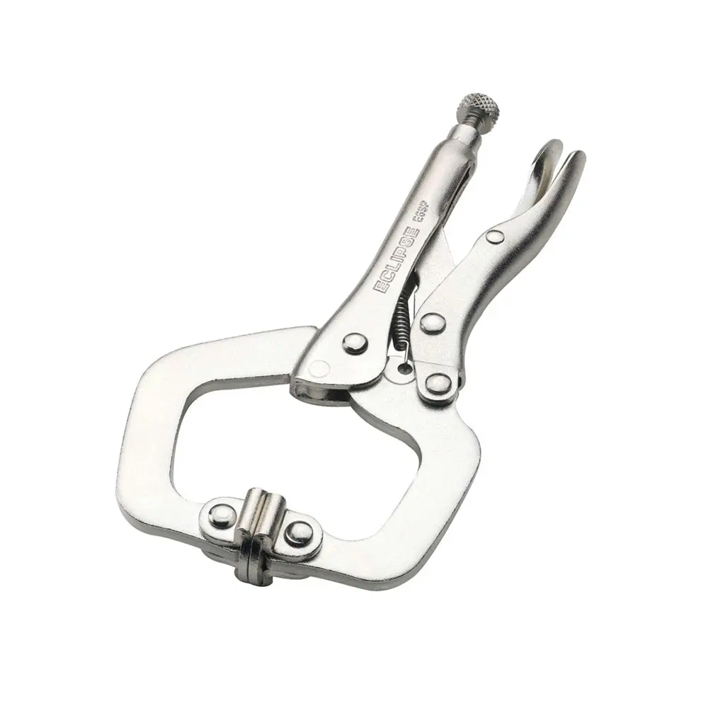 2PK Eclipse Pro Tools Steel Clamp Locking C Swivel Pads 150mm Gripping Silver