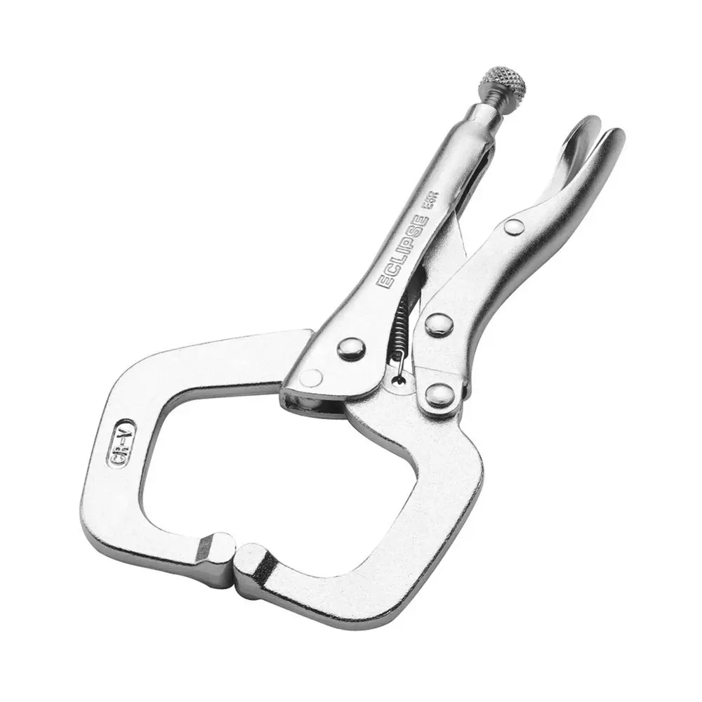 2PK Eclipse Pro Tools Steel Locking C Clamp Regular Tips 150mm Gripping Silver