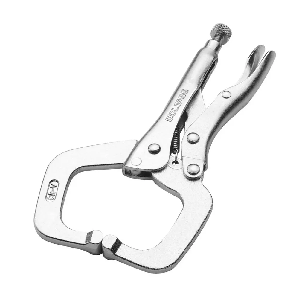 2PK Eclipse Pro Tools Steel Locking C Clamp Regular Tips 275mm Gripping Silver