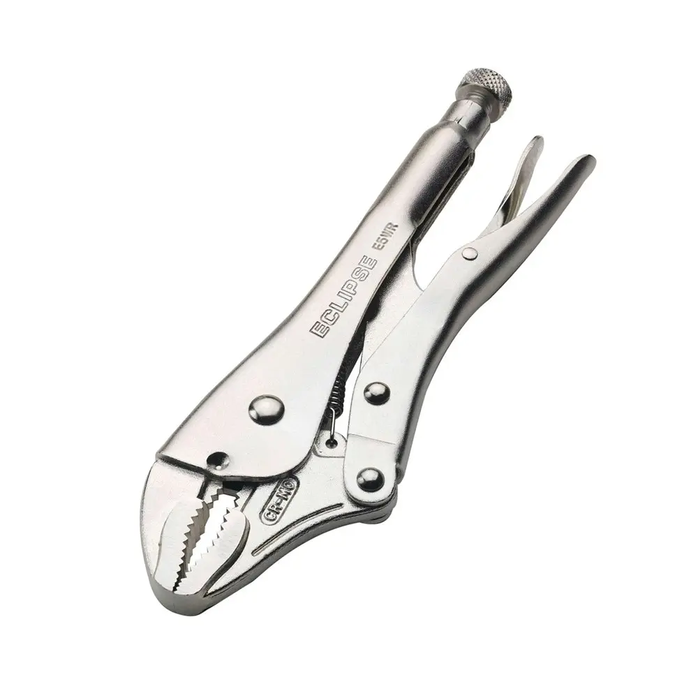 2PK Eclipse Pro Tools Steel Clamp Locking Plier Curved Jaw w/Cutter 125mm Silver