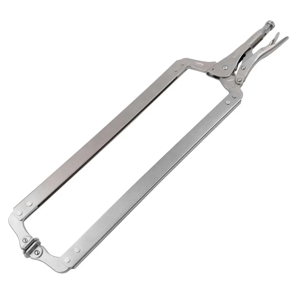 2PK Eclipse Pro Tools Steel Locking C Clamp Swivel Pad 600mm Gripping Silver