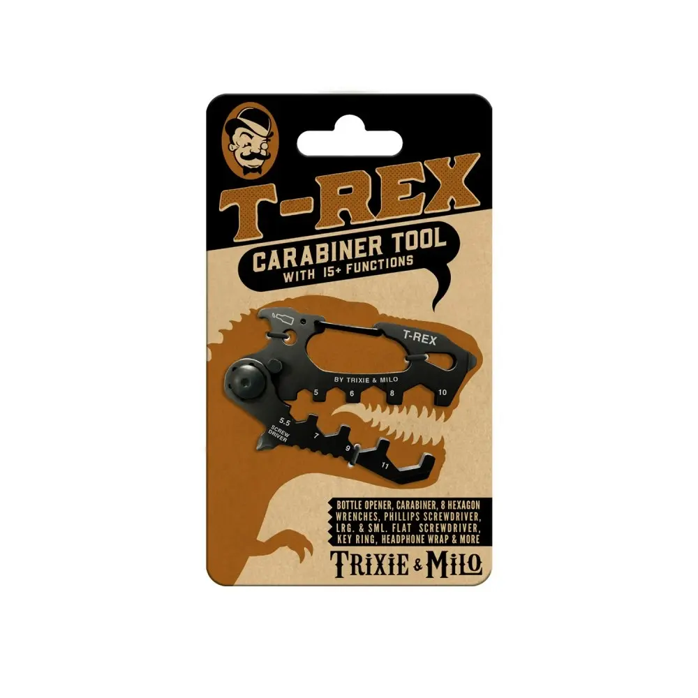 Trixie & Milo T-Rex 15-in-1 Portable Carabiner Hand Multi-Tool 7.5x9cm Black