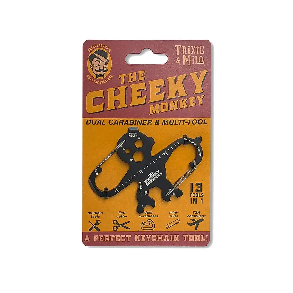 Trixie & Milo The Cheeky Monkey Dual Carabiner 13-in-1 Multi-Tool 9x6.5cm BLK