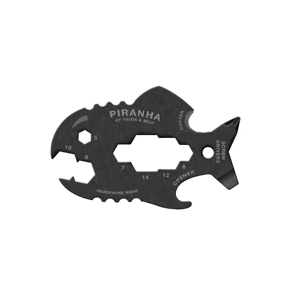 Trixie & Milo S/S Piranha 12-in-1 Multi-Tool Portable Hand Tool 8.5x5.3cm BLK