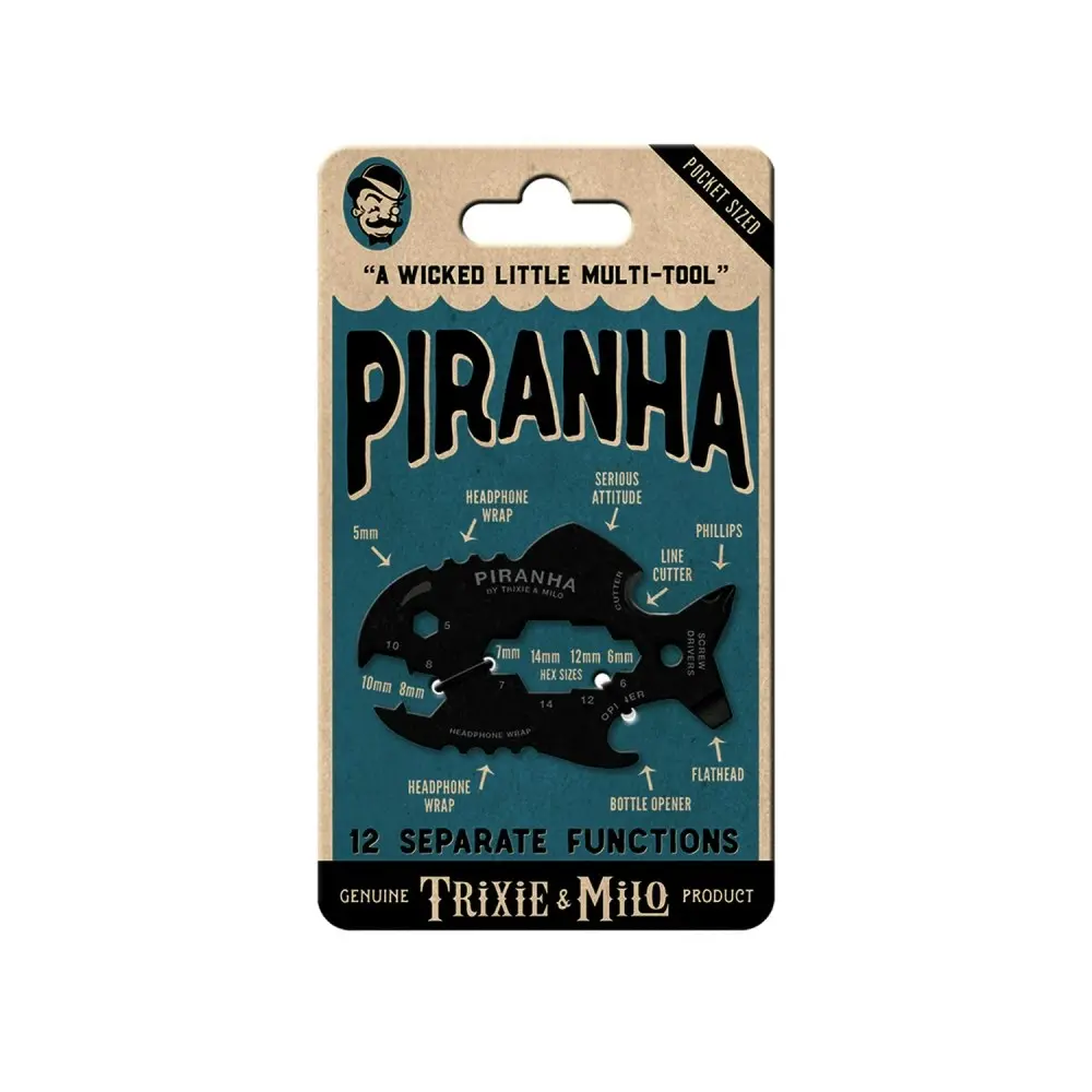 Trixie & Milo S/S Piranha 12-in-1 Multi-Tool Portable Hand Tool 8.5x5.3cm BLK