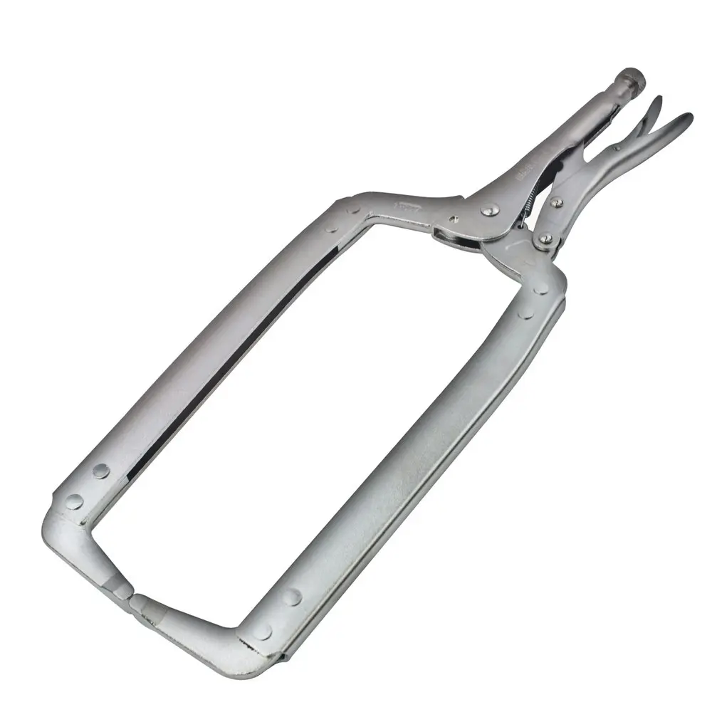 2PK Eclipse Pro Tools Chrome Locking C Clamp 450mm Regular Tips Gripping Silver