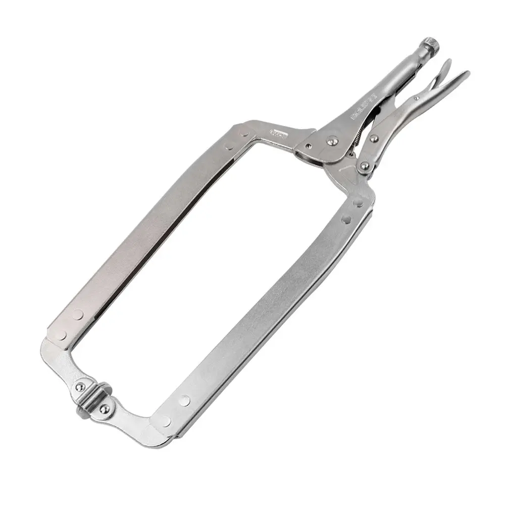 2PK Eclipse Pro Tools Steel Locking C Clamp Swivel Pad 450mm Gripping Silver