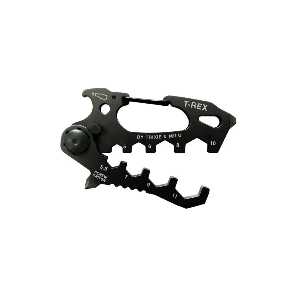 2x Trixie & Milo T-Rex 15-in-1 Portable Carabiner Hand Multi-Tool 7.5x9cm Black