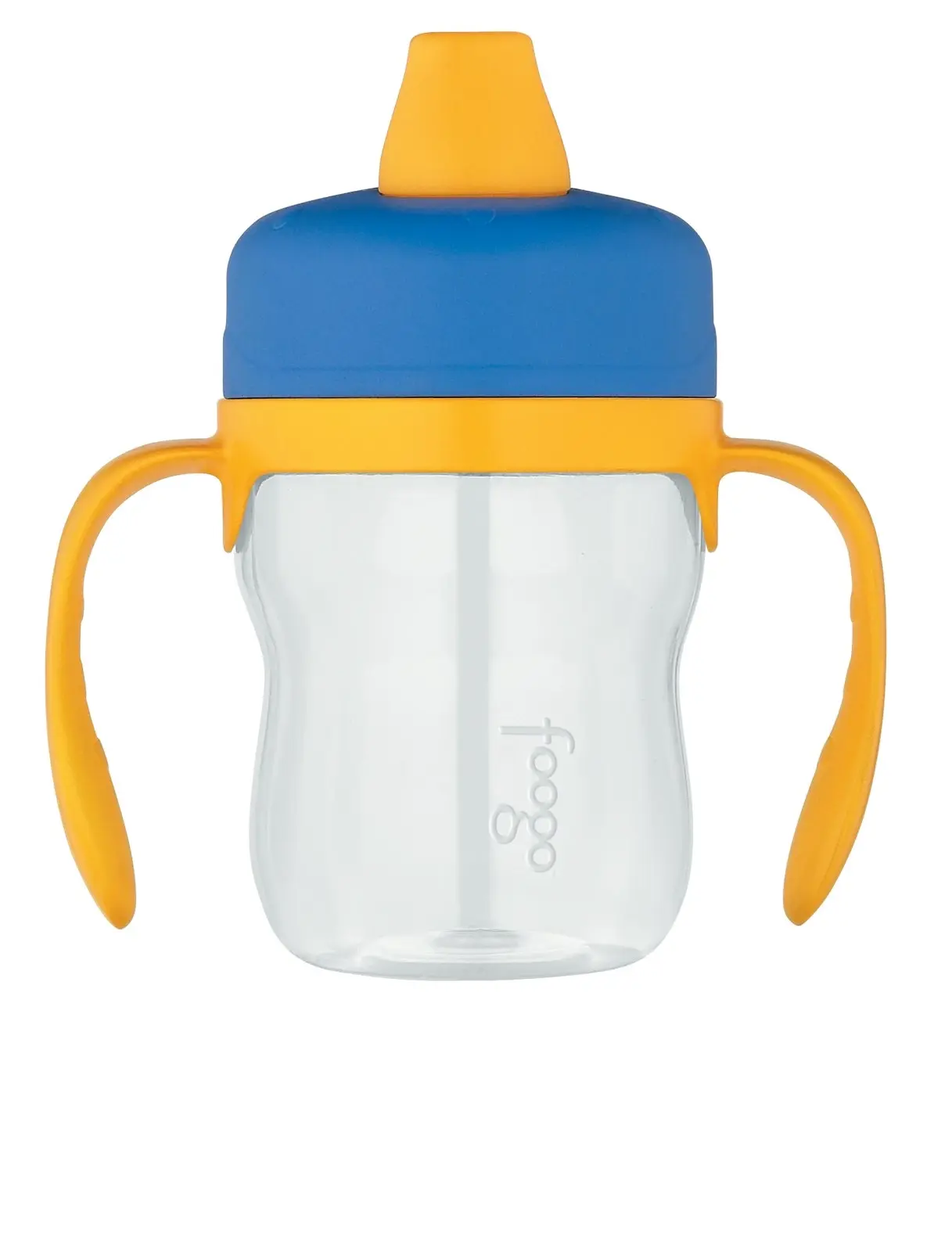 2PK Foogo BPA Free Soft Spout Tritan Plastic Sippy Cup with Handles Blue 235ml