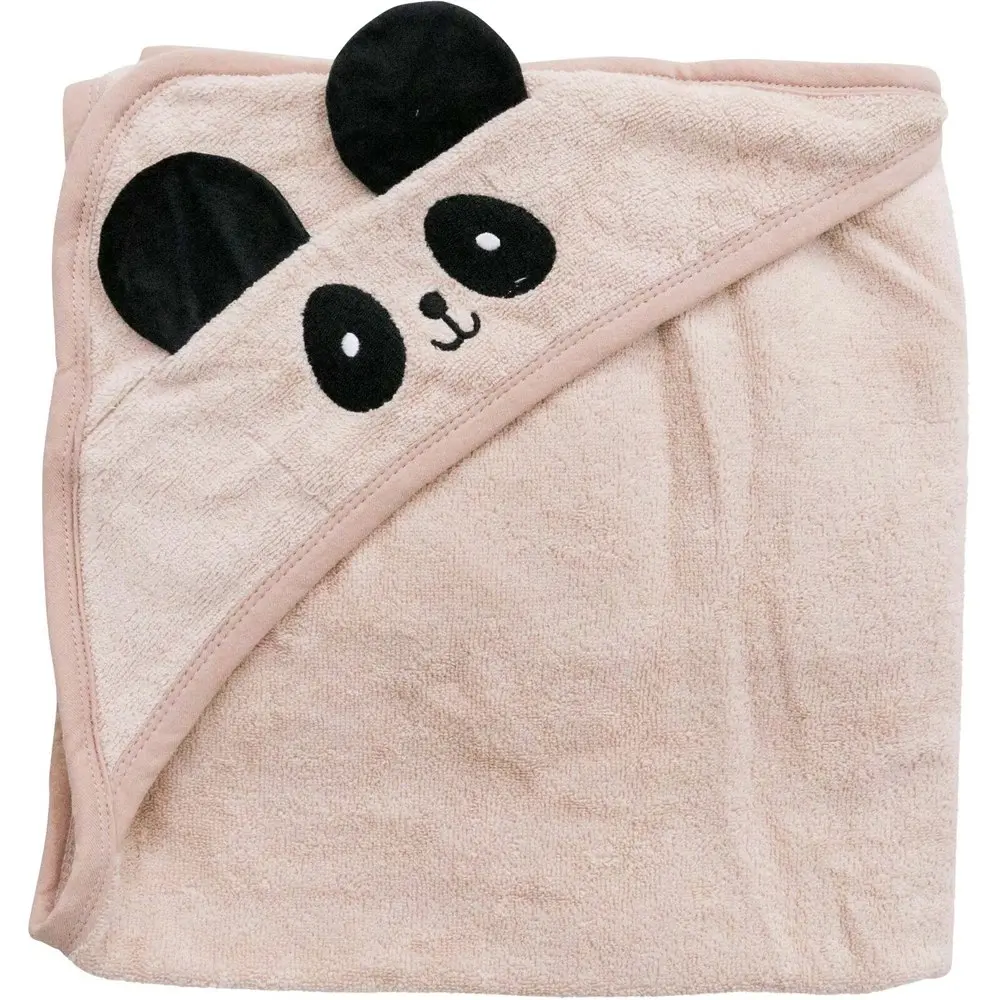 2x LVD Cotton/Polyester Baby/Toddler Soft Hooded Panda Bath Towel 90cm Pink