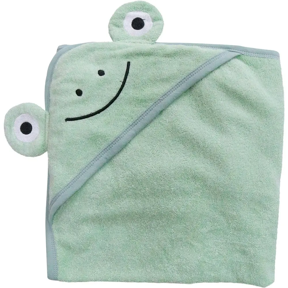 2x LVD Cotton/Polyester Baby/Toodler Soft Hooded Frog Bath Towel 90cm Green