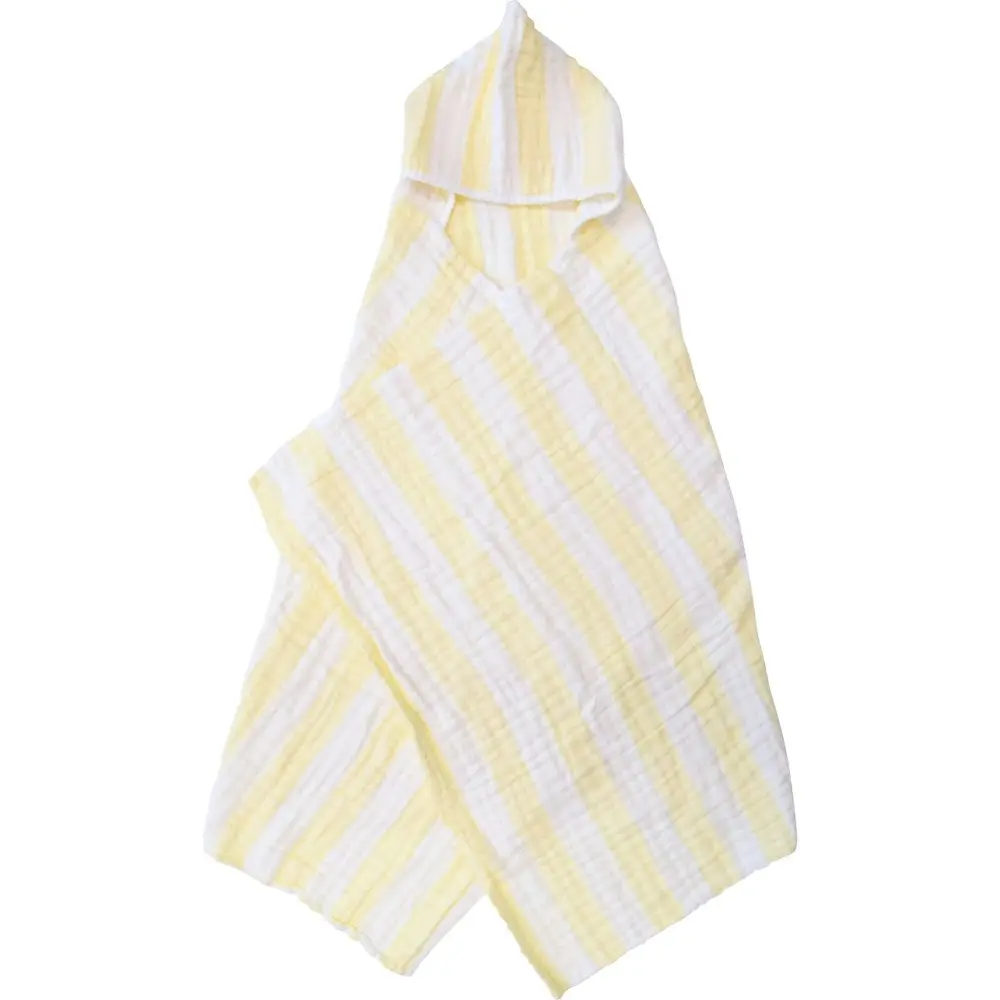 2x LVD Striped Cotton Hooded Swaddle Soft/Gentle Baby Wrap 127x66cm Yellow/WHT