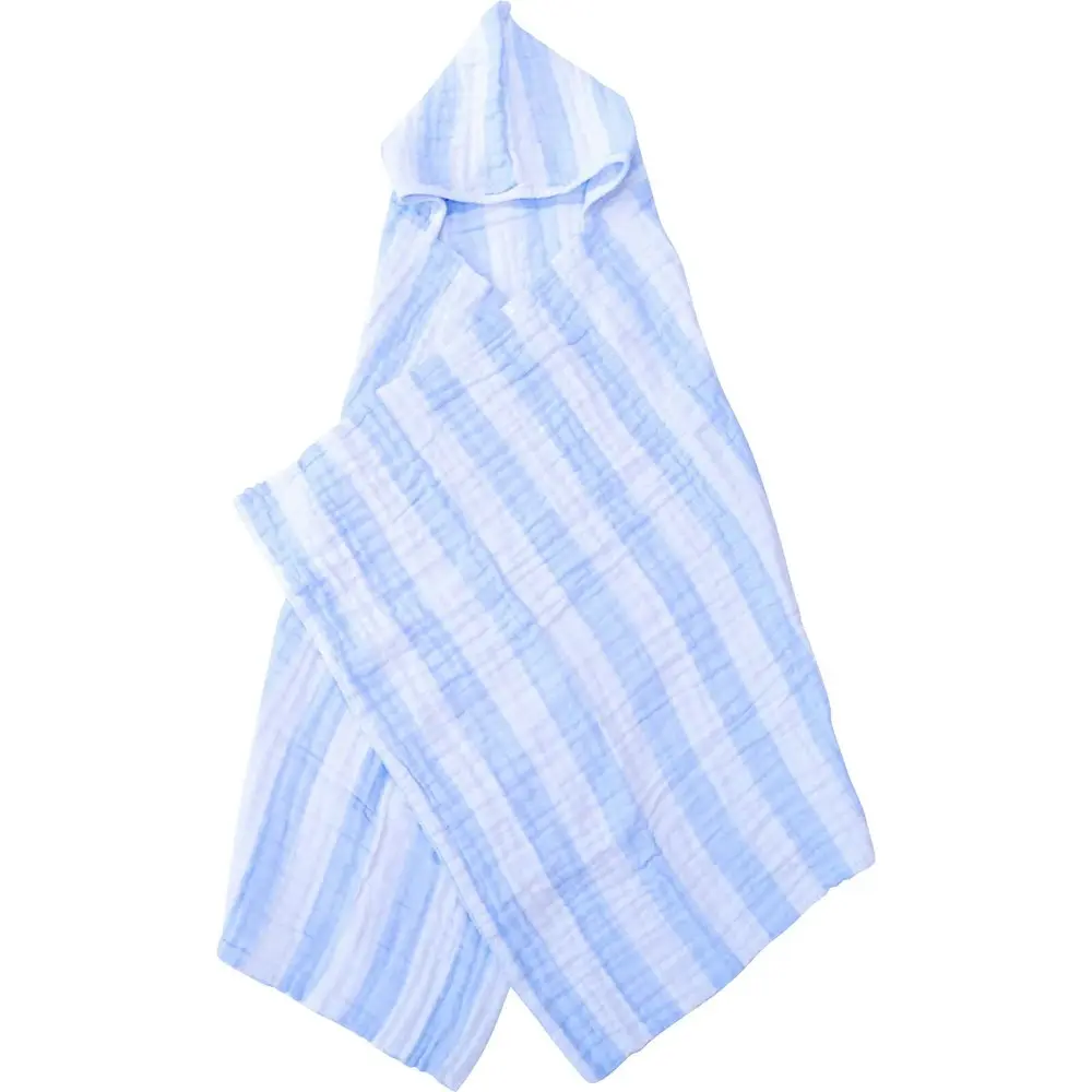 2x LVD Sky Cotton Hooded Swaddle Soft/Gentle Baby Wrap Blanket 127x66cm BLU/WHT