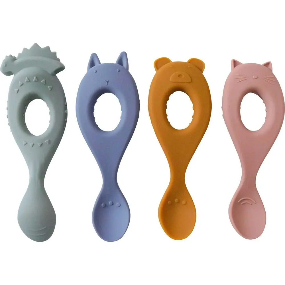 8x LVD Silicone Baby/Toddler Training Feeding Spoons Animals 13cm Assorted