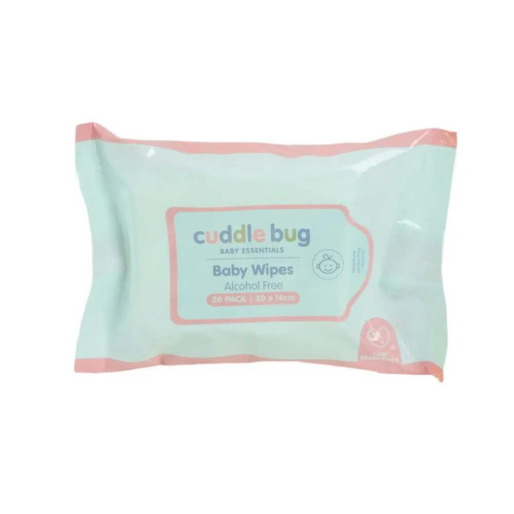 24x 20pc Cuddle Bug Comfort Cleansing Fragrance Free Baby Wipes 14cm Pink/Blue