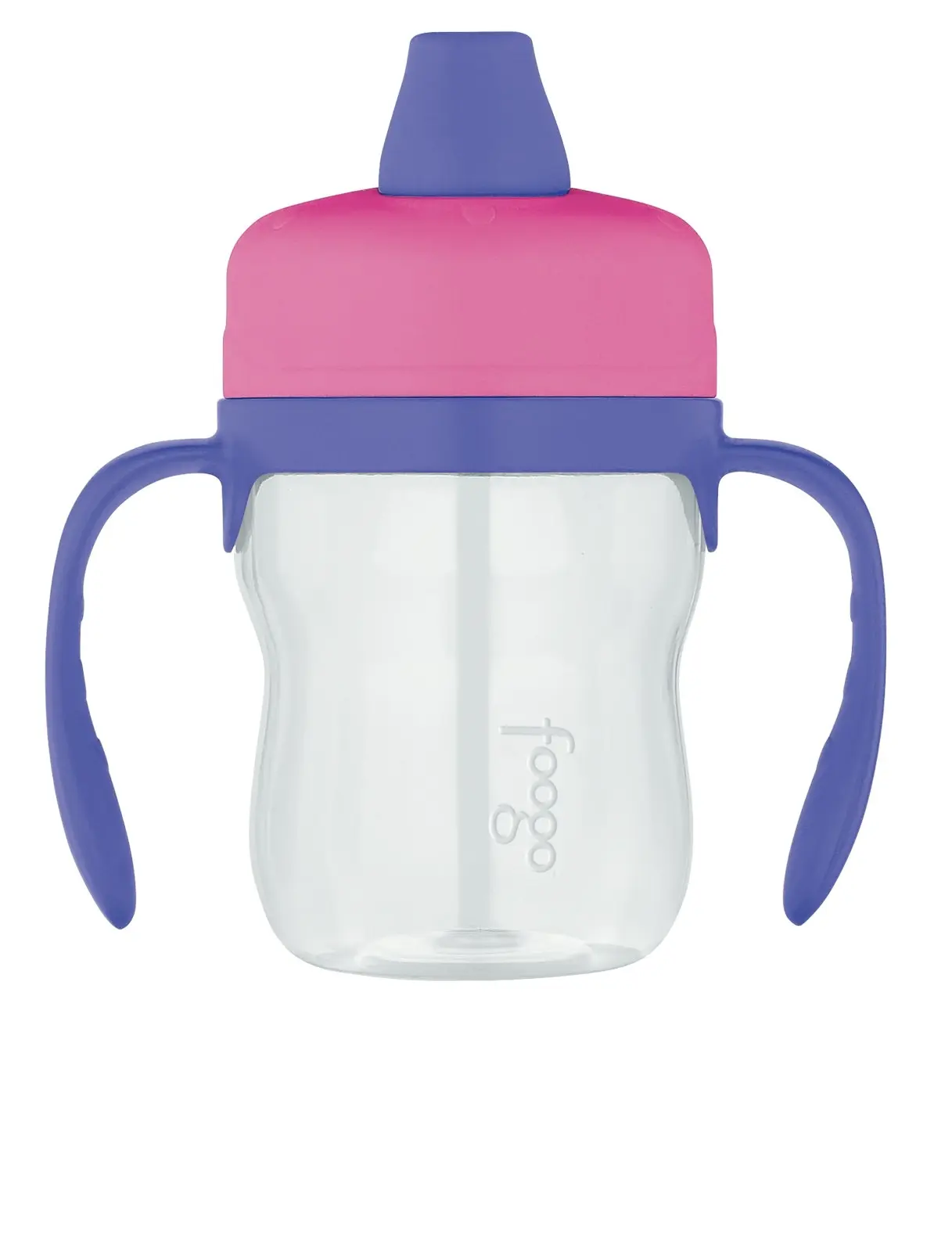 2PK Foogo BPA Free Soft Spout Tritan Plastic Sippy Cup with Handles Pink 235ml