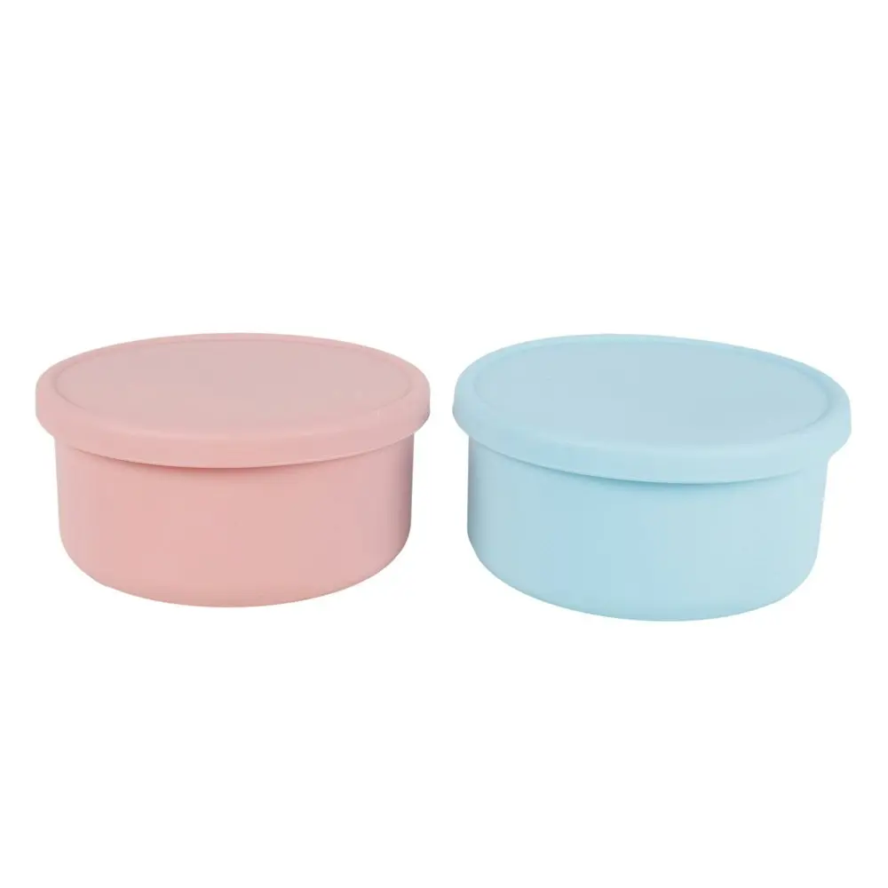 3x Cuddle Bug Baby/Infant Feeding Silicone Bowl w/ Lid 14.5x14.5cm 2 Blue/Pink