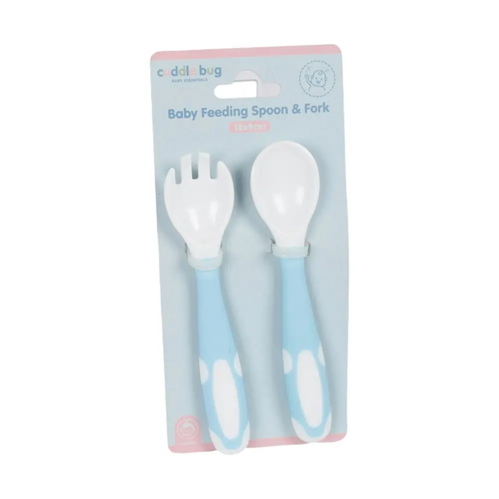 6x Cuddle Bug Baby/Toddler Food Feeding Training Spoon & Fork 14.5x3cm Pink/Blue