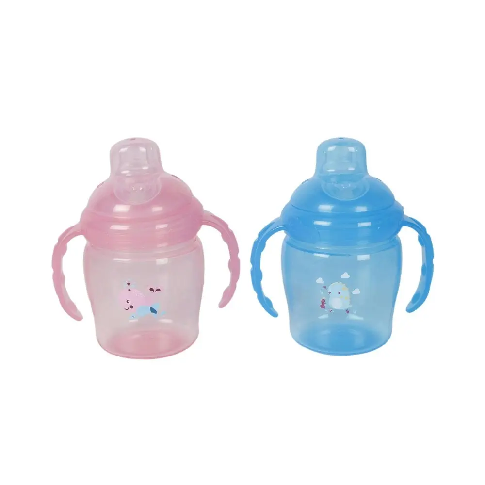 4x Cuddle Bug Soft Spout Baby/Toddler Training Sippy Cup 225ml Set Pink/Blue