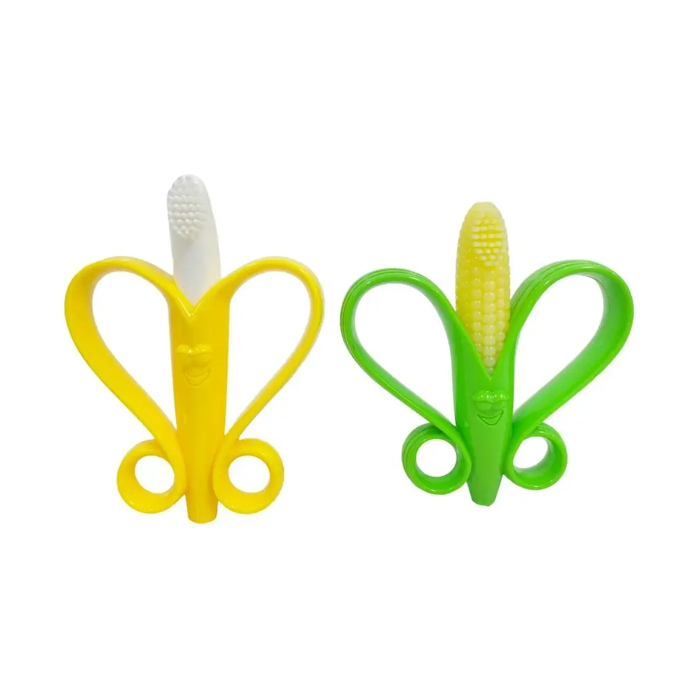 6x Cuddle Bug Baby/Toddler Teethers Corn Shape Toy w/ Brush 10x9cm 2 Assorted