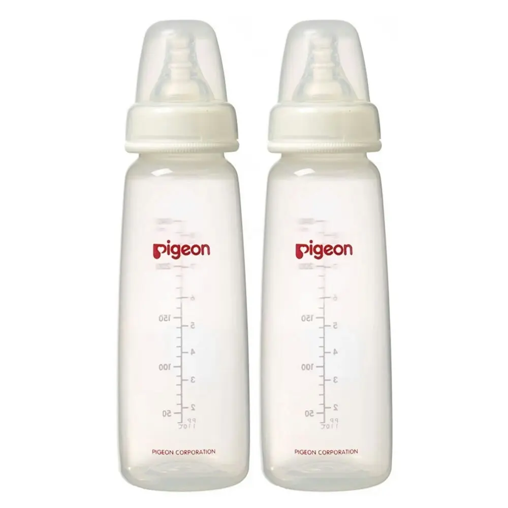 4PK PIGEON 240ml Flexible Slim Neck PP Bottles Baby Feeding Bottle Twin Pack