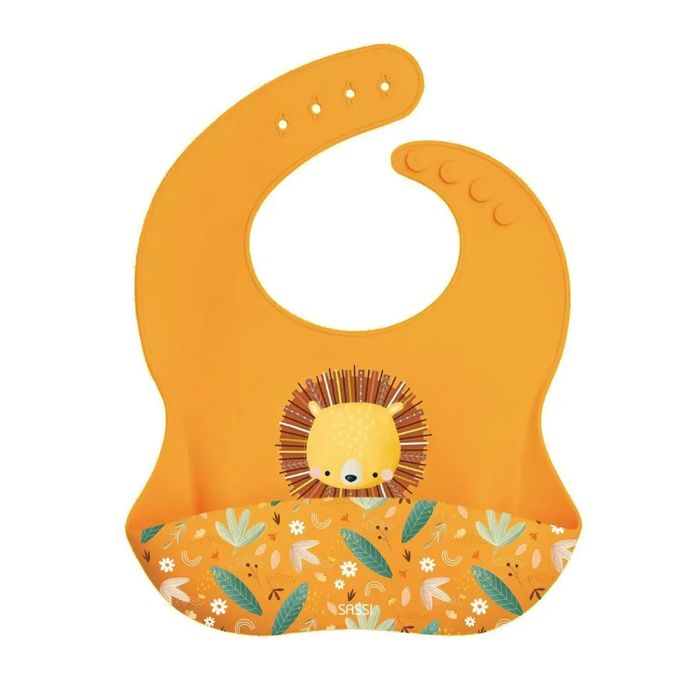 2x Sassi Silicone Bib Chompy The Lion Baby/Childrens Tableware Cutlery 6m+