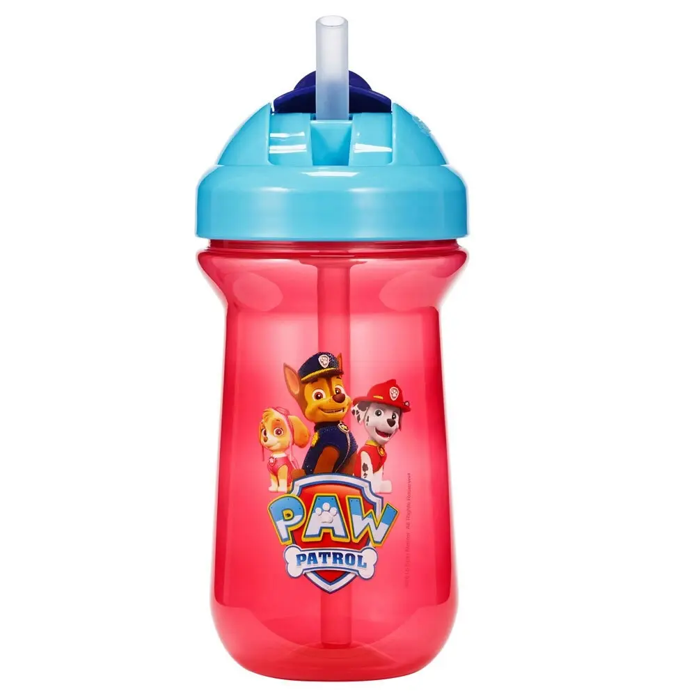 2pc The First years Flip Top Straw Cup Baby/Toddler 18m+ Water Bottle Paw Patrol