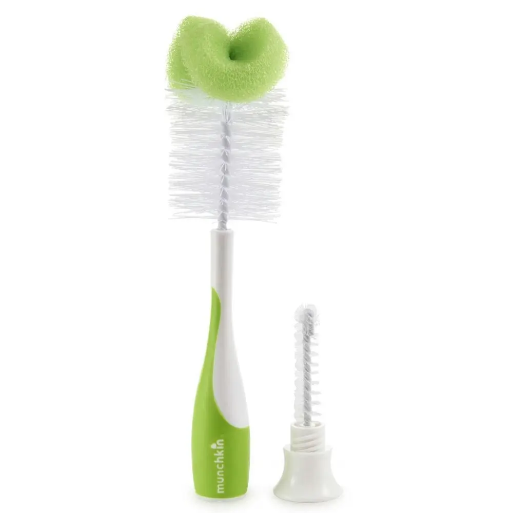 2PK Munchkin Baby Bottle Brush 24cm Sponge/Cleaner for Feeding Baby Bottle Asst