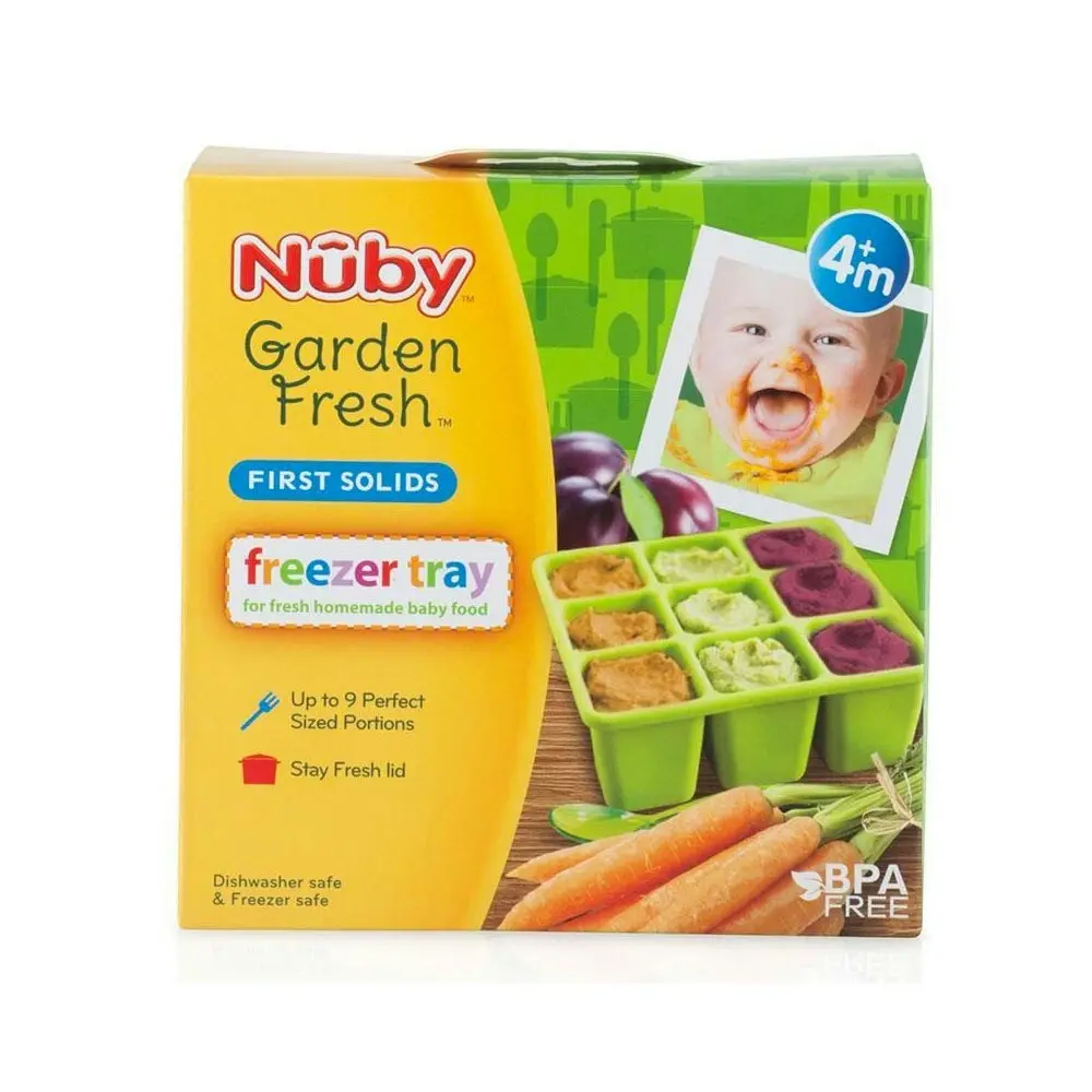 2x Nuby Garden Fresh 9 Compartment Flexible Silicone Freezer Tray 4m+ Assorted