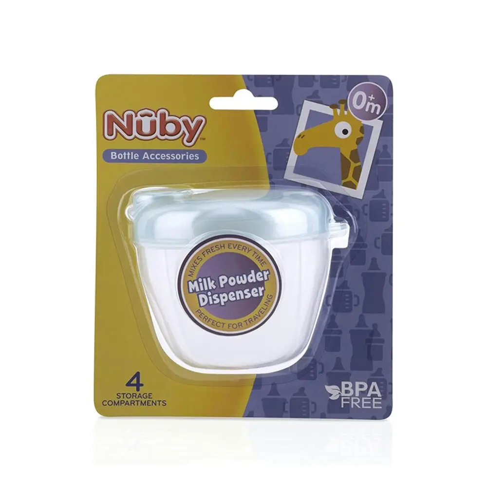 2x Nuby 4 Compartment BPA Free Snap-On Cap Baby Formula Dispenser Assorted