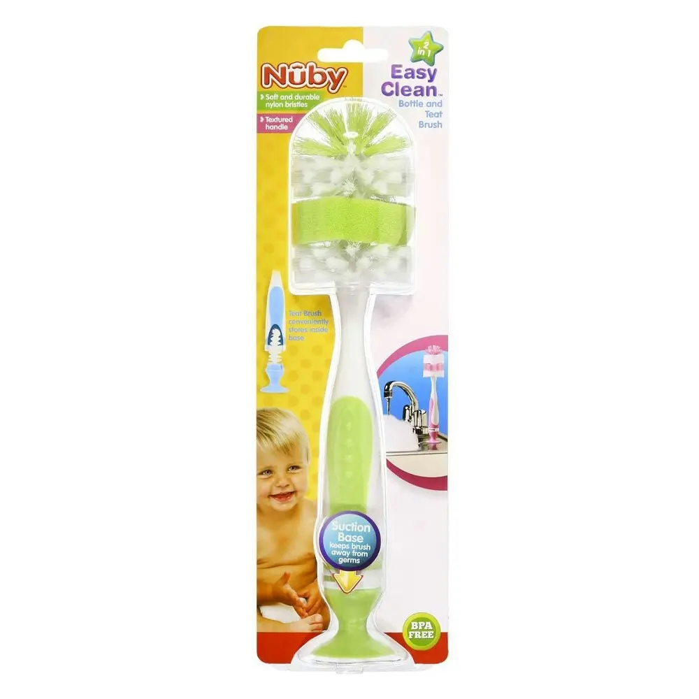 2x Nuby Easy Clean Bottle and Teat Suction Cleaning Scrubing Brush Assorted