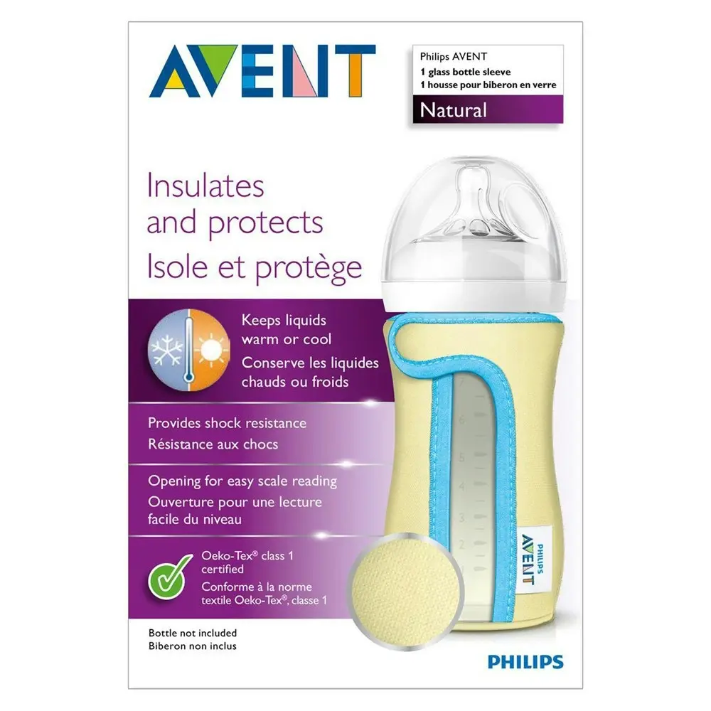 2x Philips Avent Natural Glass Sleeve/Baby Bottle Insulated Protective 240ml