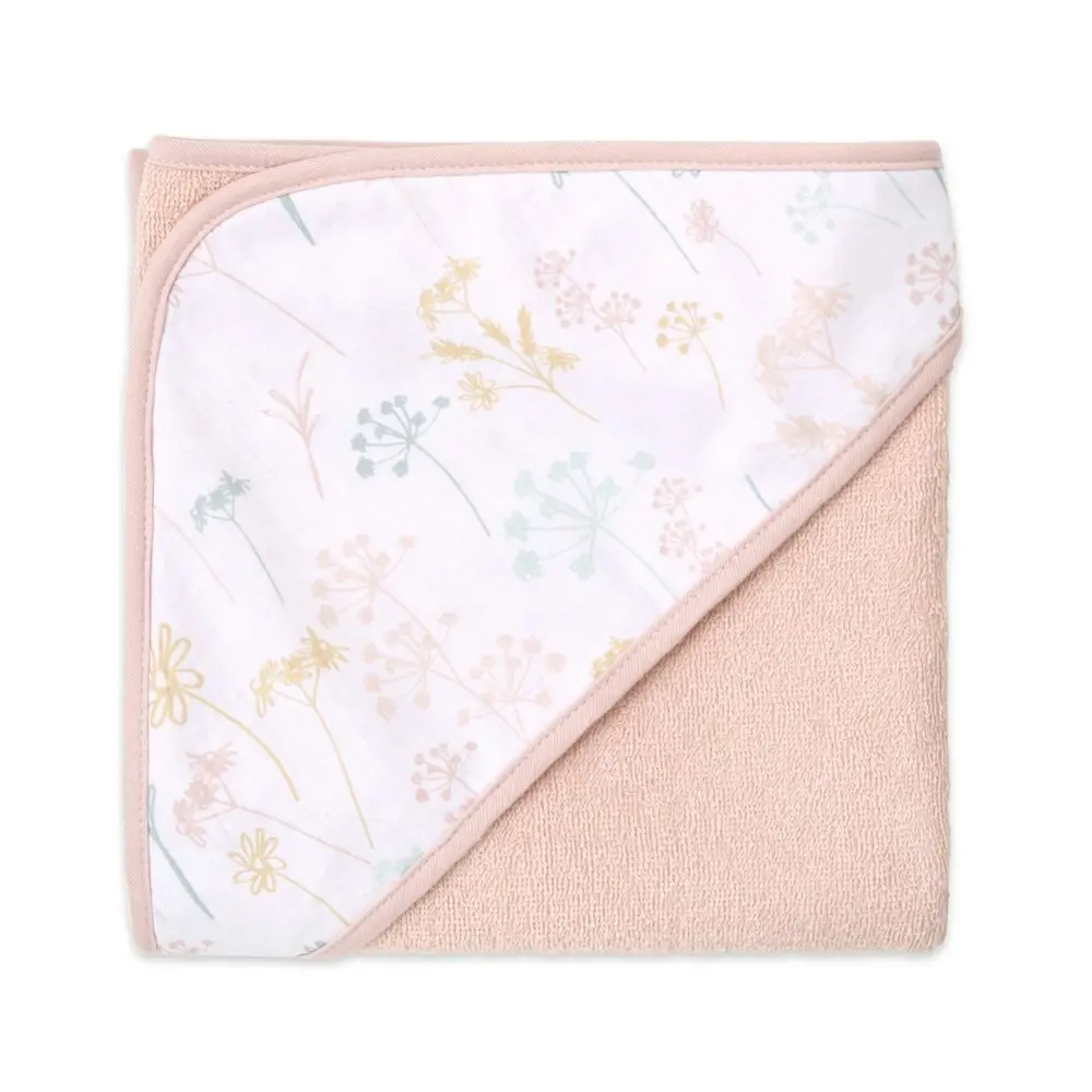 2x Little Haven Cotton Hooded Wild Flower Soft & Gentle Cozy Baby Towel 76cm