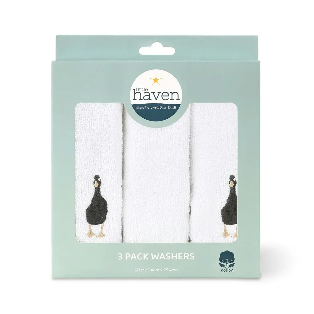 3x 3pc Little Haven Cotton Hooded Soft Gentle Baby Wash Cloths Goose 25.5cm